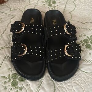 ZARA STUDDED LEATHER SANDALS